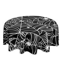 Toalha de mesa aportt Halloween Spider Web preta 150 cm redonda