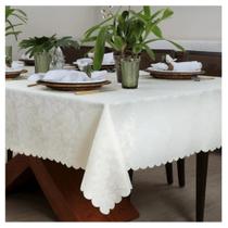 Toalha De Mesa Arabesco Off White Quadrado 220X220cm - Auguri Toalha De Mesa Arabesco Off White Quadrado 220X220cm - Auguri
