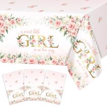 Toalha de mesa Avezano Girl Baby Shower 3 peças 274x137cm rosa floral Toalha de mesa Avezano Girl Baby Shower 3 peças 274x137cm rosa floral
