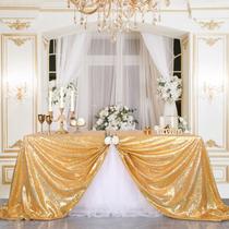 Toalha de mesa B-COOL Gold Retangular com lantejoulas 125x125 cm