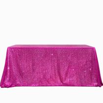 Toalha de mesa B-COOL Retangular com lantejoulas fúcsia 152x259cm para festa
