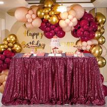 Toalha de mesa B-COOL Sequin para mesa redonda 90x132cm Borgonha