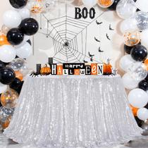 Toalha de mesa B-COOL Sequin redonda 335 cm prateada para decoração de festa