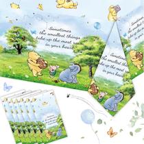 Toalha de mesa B4b3e Winnie Bear Baby Shower azul 137x274cm x6