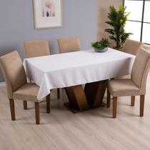 Toalha De Mesa Basic 1 Peça 2,50m X 1,40m 8 Lugares Poliéster Tecido Oxford Branco