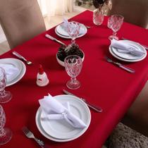 Toalha de Mesa Basic Lisa Oxford Decoração 2,00m x 1,40m para 6 Lugares - Vermelho - 100% Poliéster