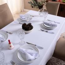 Toalha De Mesa Basic Lisa Oxford Decoração 2,50m X 1,40m Para 8 Lugares Branco 100% Poliéster