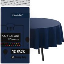 Toalha de mesa Bluetable azul marinho descartável 84", pacote com 12