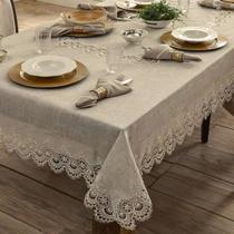 Toalha de Mesa Bordada Linho Istambul 6 Lugares 2,20X1,50 m Jolitex Toalha de Mesa Bordada Linho Istambul 6 Lugares 2,20X1,50 m Jolitex