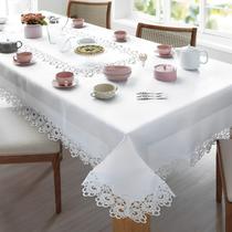Toalha de Mesa Bordada Veneza 6 Lugares 150x220cm Branca Jolitex