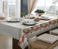 Toalha de mesa branca estampada sinos decoração natalina 2,20m p/a - BruceBaby Bordados