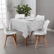 Toalha De Mesa Branca Jacquard Quadrada 1,40m Para 4 Lugares