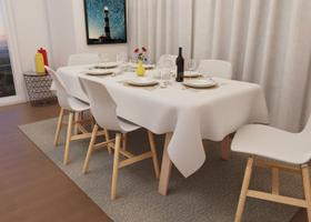 TOALHA DE MESA BRANCA LISA OXFORD RETANGULAR 6 LUGARES 1,40 x 1,80