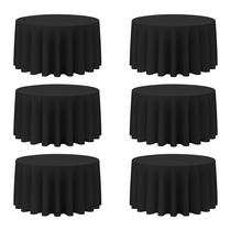 Toalha de mesa BRILLMAX redonda preta de poliéster 3m, pacote com 6