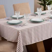 Toalha de Mesa Brisa 6 Lugares 2,00x1,45 Oxford Estampado Xadrez - Marrom