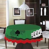 Toalha De Mesa Cassino Redonda Aveludada Cartas Jogos Poker Baralho Teka