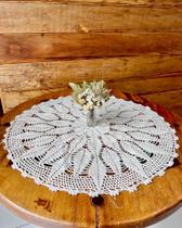 Toalha De Mesa Centro Redonda Folhas Barbante 1m Artesanal Toalha De Mesa Centro Redonda Folhas Barbante 1m Artesanal