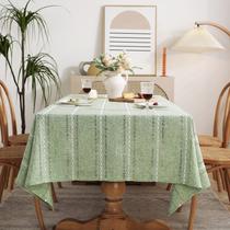 Toalha de Mesa Chassic Rustic Linen 137x183cm - Bordado Inglês em tom Sage
