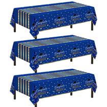 Toalha de Mesa Childom 3 Unidades Formatura 137x274 cm Azul e Dourado