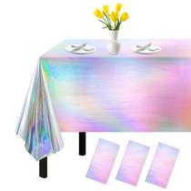 Toalha de mesa Childom Iridescent Plastic, pacote com 3, 137x274cm