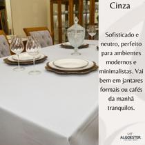 Toalha de Mesa Cinza Decorativa Elegante Minimalista Leve e Suave 4. 6, 8, 10, 12 Lugares