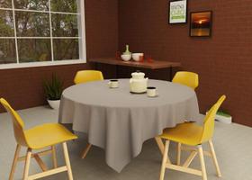 Toalha De Mesa Cinza Redonda 4 Lugares Oxford 1,40 Diâmetro