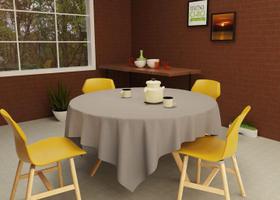 Toalha De Mesa Cinza Redonda 8 Lugares Oxford 1,80 Diâmetro