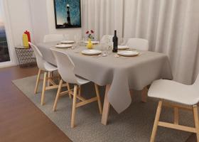 Toalha De Mesa Cinza Retangular 6 Lugares 1,40 X 1,80