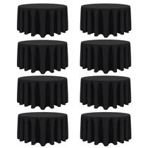 Toalha de mesa CKIKU redonda de 90 cm de poliéster preto (8 pacotes)