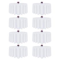 Toalha de mesa CKIKU redonda de 90 cm, poliéster branco, 8 pacotes