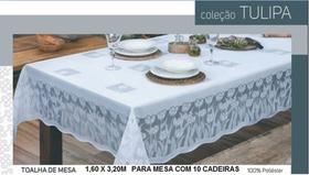 Toalha de mesa -coleção Tulipas -Branca - 1.60 m x 3.20 m -Para mesa com 10 cadeiras - rendhAC