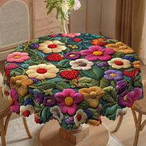 Toalha De Mesa Colorida Com Estampa Floral, Borda Relevada, Redonda E Retangular, Decoração Para Toalha De Mesa Colorida Com Estampa Floral, Borda Relevada, Redonda E Retangular, Decoração Para