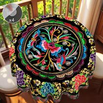 Toalha De Mesa Colorida Com Padrão De Pássaros E Flores, Conjunto De 4 Peças Autoadesivas Para