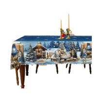 Toalha De Mesa Com Estampa De Árvore De Natal Xadrez Azul Do Papai Noel, Redonda E Retangular, Toalha De Mesa Com Estampa De Árvore De Natal Xadrez Azul Do Papai Noel, Redonda E Retangular,