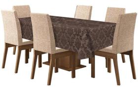Toalha De Mesa De 4 Lugares Tecido Jacquard - Marrom