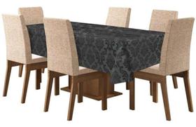 Toalha De Mesa De 4 Lugares Tecido Jacquard - Preto