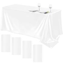 Toalha de mesa de cetim TURSTIN, 4 pacotes de 259 x 147 cm, branca para eventos Toalha de mesa de cetim TURSTIN, 4 pacotes de 259 x 147 cm, branca para eventos