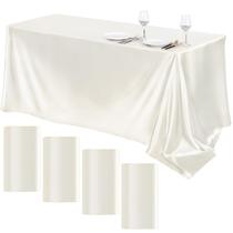Toalha de mesa de cetim TURSTIN, 4 pacotes de 259 x 147 cm, marfim para eventos Toalha de mesa de cetim TURSTIN, 4 pacotes de 259 x 147 cm, marfim para eventos