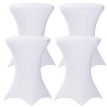 Toalha de mesa de coquetel Fixwal branca Spandex 80x110cm, pacote com 4