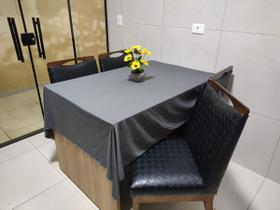 Toalha de Mesa de Cozinha Copa Sala de Jantar 4 Lugares 1,40m x 1,40m Malha Gel Cinza