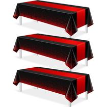 Toalha de mesa de festa MASHAN preta/vermelha de plástico 137x274cm (3 unidades)