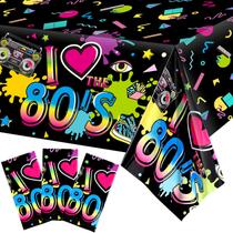 Toalha de mesa de festa Tegeme 80's Plastic 108x54", pacote com 3
