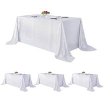 Toalha de mesa de lantejoulas Fitable Silver, pacote com 4, 152 x 260 cm para festas Toalha de mesa de lantejoulas Fitable Silver, pacote com 4, 152 x 260 cm para festas