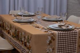 Toalha de Mesa de Linhão Rústico 6 Lugares 2.10Cm x 1.40Cm Premium Alta Qualidade