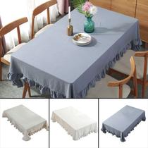 Toalha de mesa de linho e algodão com babado Modern Farmhouse 100x140cm - Generic