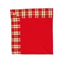 Toalha de Mesa de Natal Borda Xadrez Vermelho 140X140cm