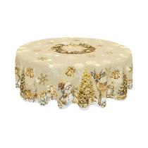 Toalha De Mesa De Natal Com Estampa De Boneco De Neve E Cervo Dourados 2025, Decorações De Natal,