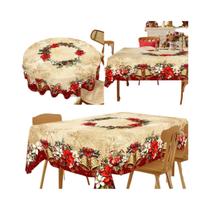 Toalha De Mesa De Natal Com Estampa De Poinsettia E Sino, Decorações Para Casa, Presentes De Natal Toalha De Mesa De Natal Com Estampa De Poinsettia E Sino, Decorações Para Casa, Presentes De Natal