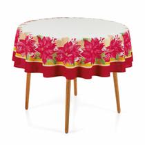 Toalha de Mesa de Natal Redonda Karsten 4 Lugares Poinsétias Toalha de Mesa de Natal Redonda Karsten 4 Lugares Poinsétias