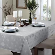 Toalha de Mesa de Natal Retangular 6 Lugares Impermeável 1,40X2,10M Prata